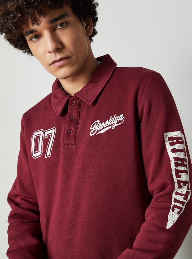 Men Printed Polo Sweatshirt