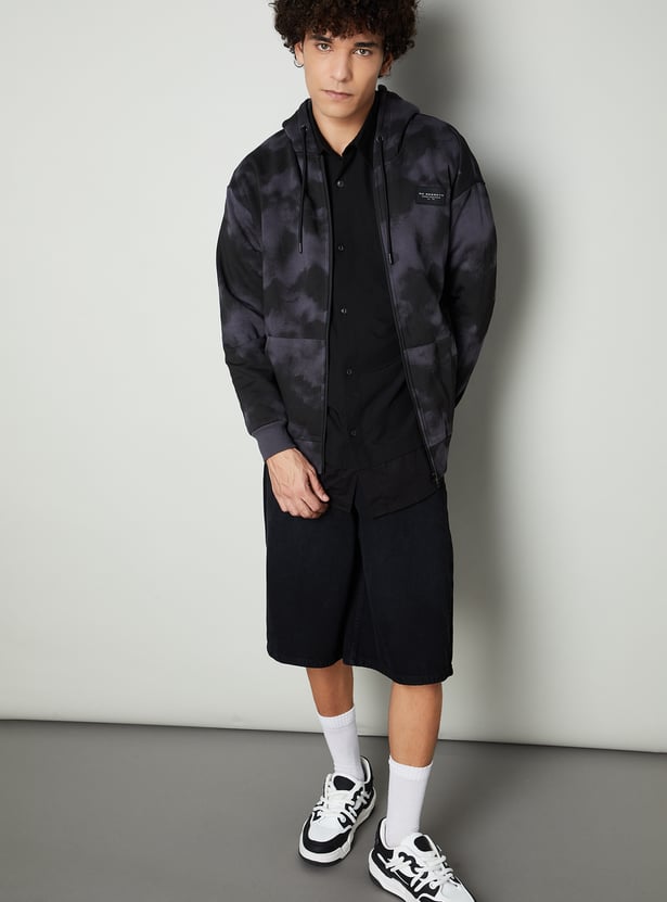 Men Printed Oversized Sweatshirt with Hood