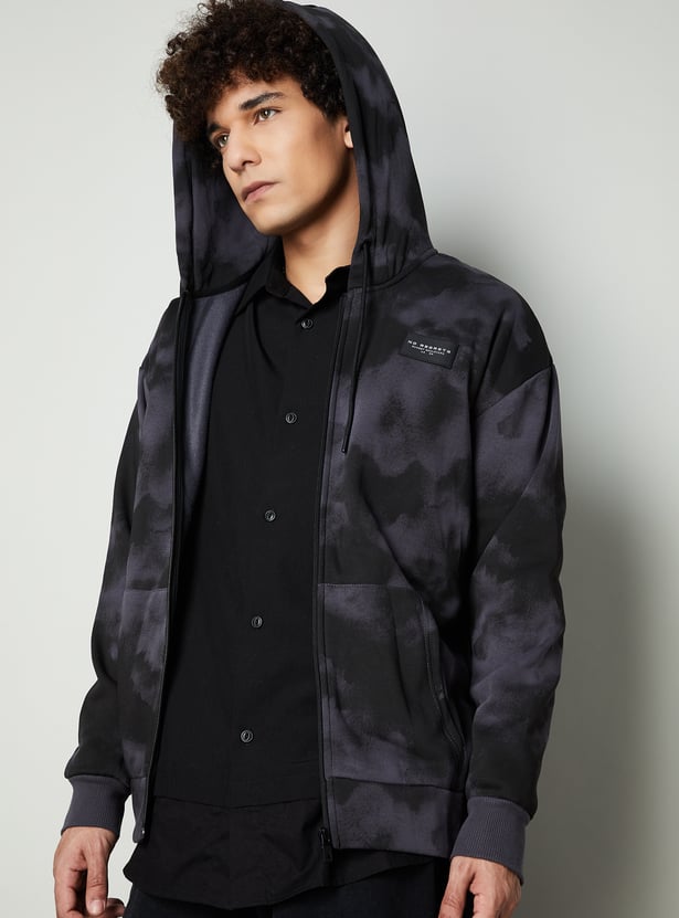 Men Printed Oversized Sweatshirt with Hood