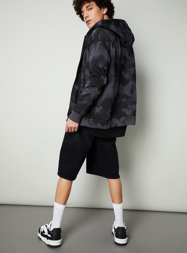 Men Printed Oversized Sweatshirt with Hood