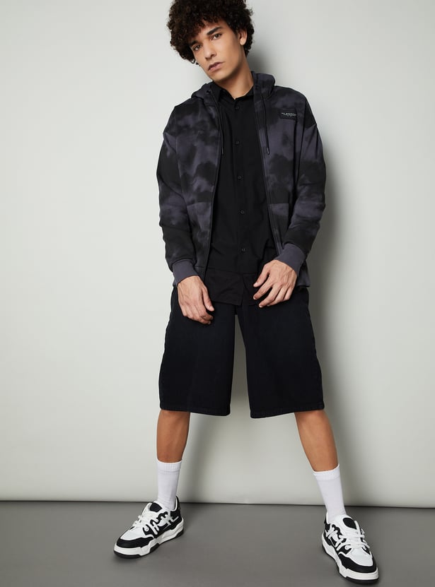 Men Printed Oversized Sweatshirt with Hood