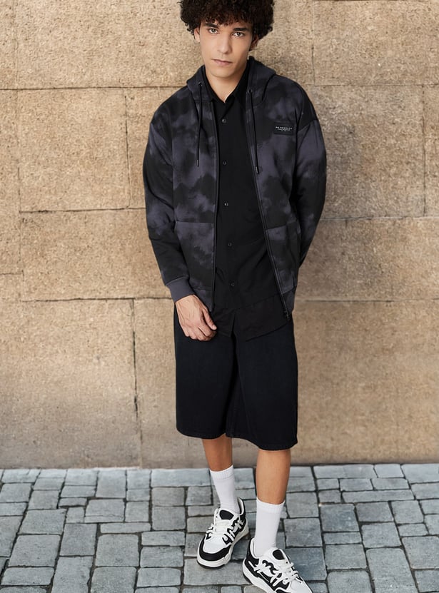 Men Printed Oversized Sweatshirt with Hood