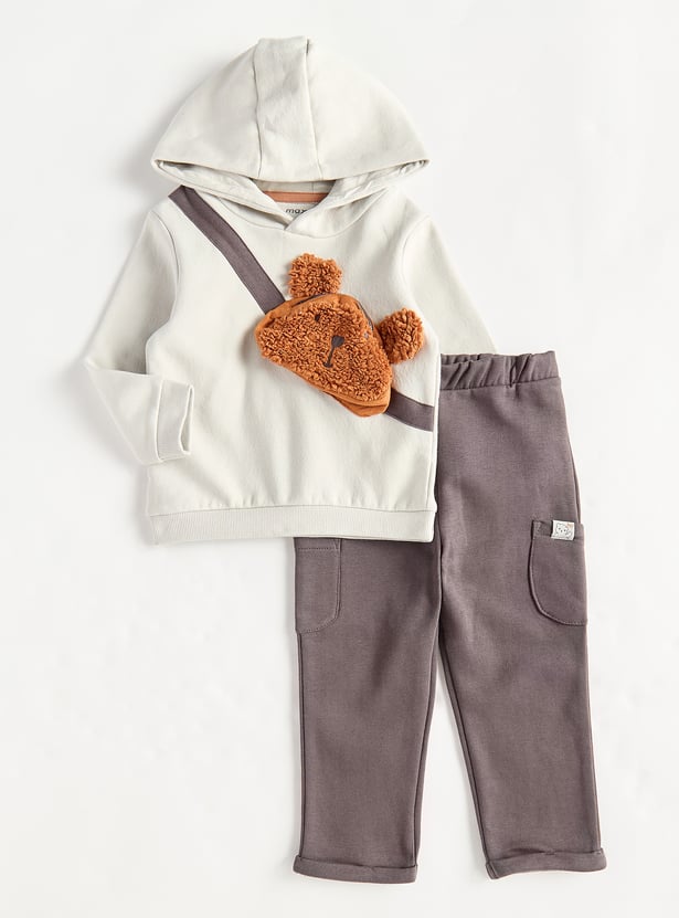 Boys Applique Hooded Sweatshirt with Pants