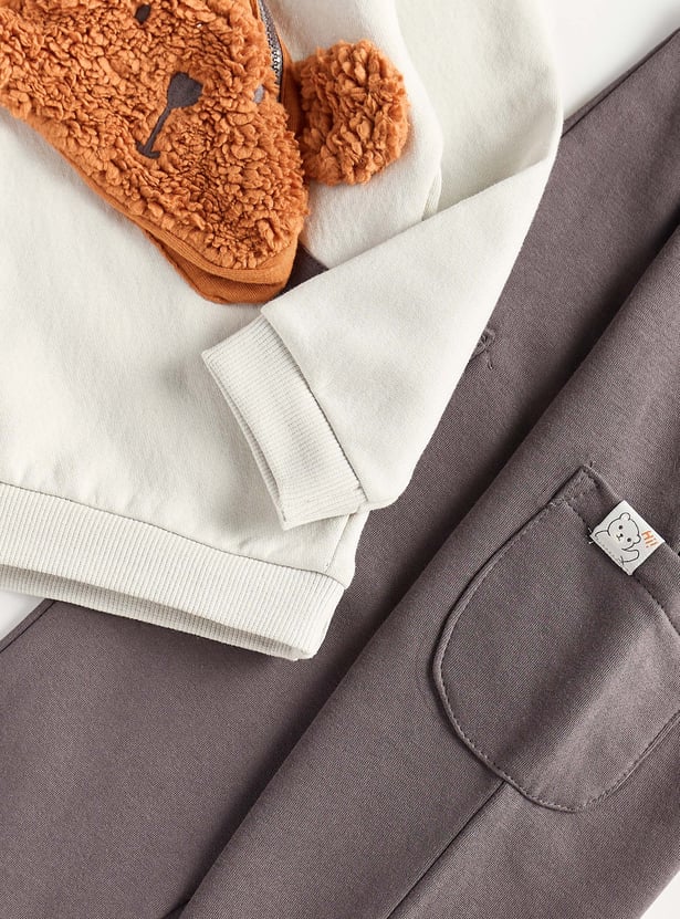 Boys Applique Hooded Sweatshirt with Pants