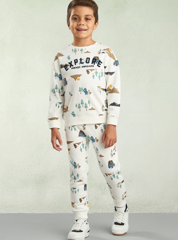 Boys Printed Sweatshirt & Joggers Set