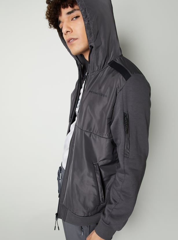 Men Solid Hooded Jacket