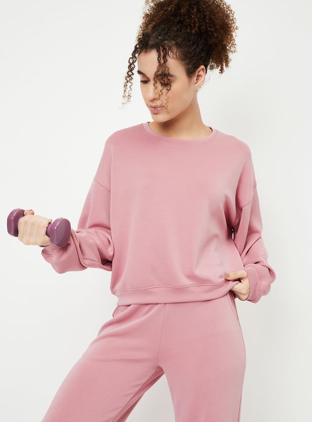 Women Boxy Fit Solid Sweatshirt