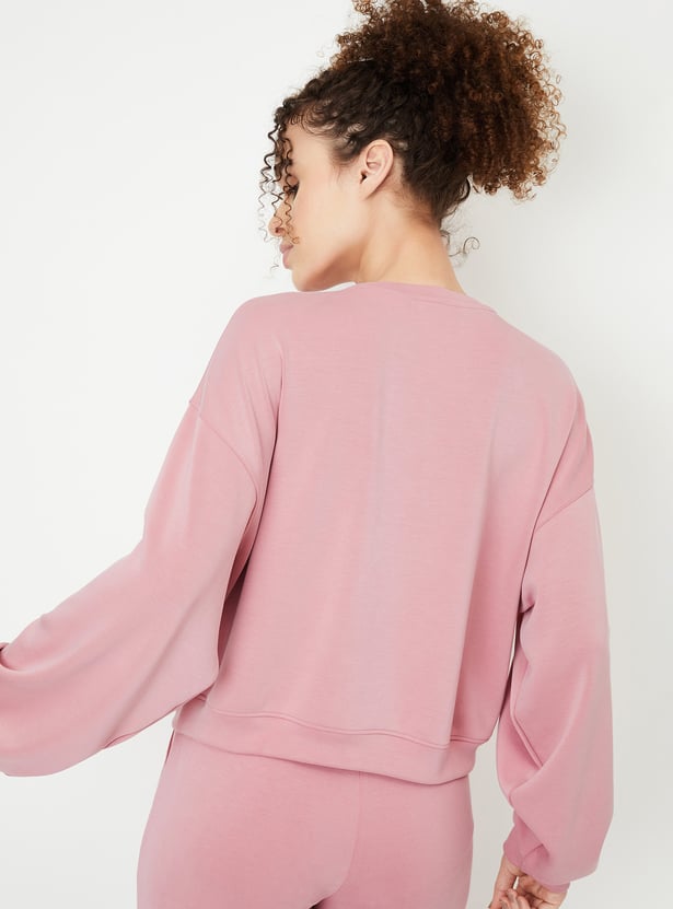 Women Boxy Fit Solid Sweatshirt