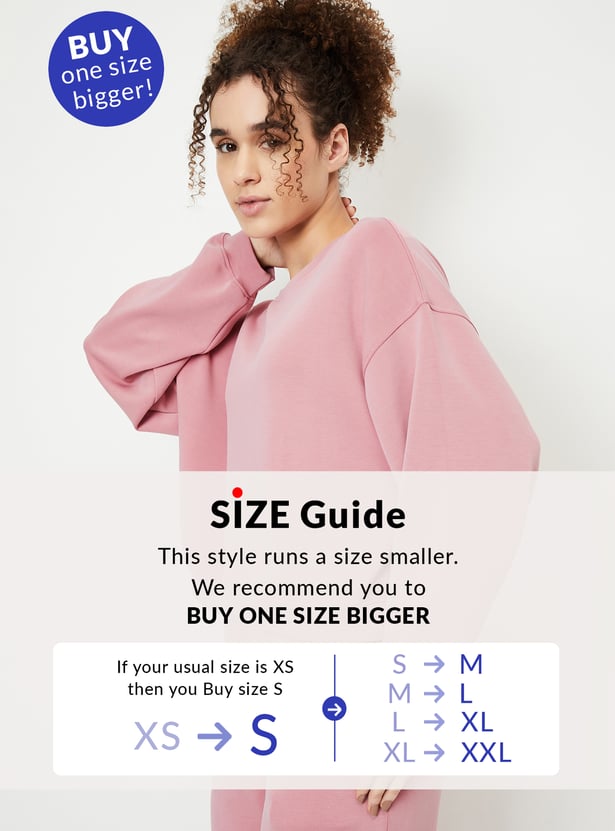 Women Boxy Fit Solid Sweatshirt