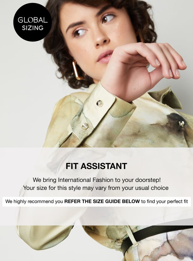 Women Printed Shirt Dress with Belt