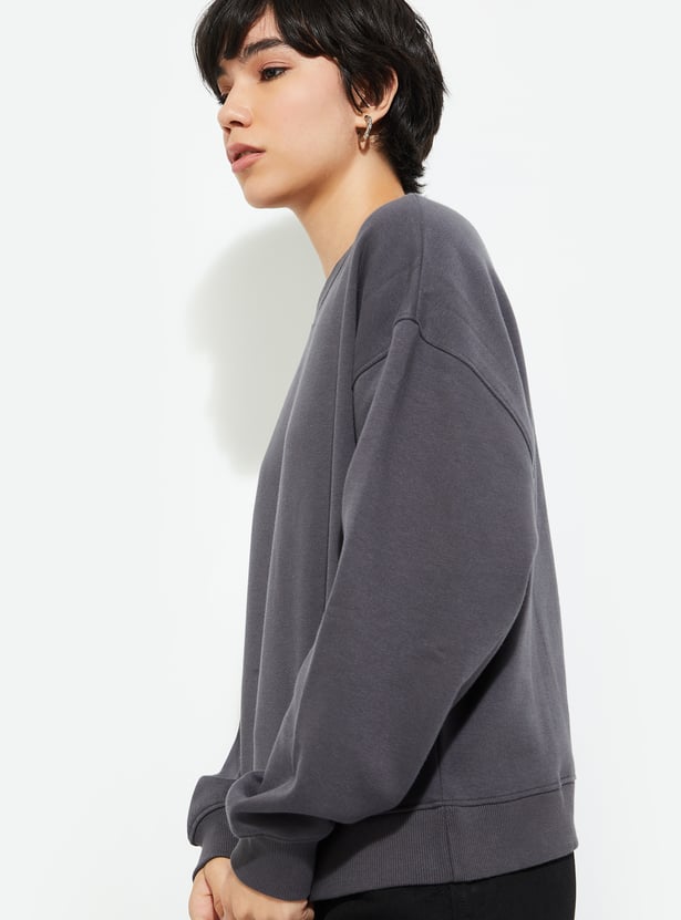 URB_N Women Oversized Solid Sweatshirt