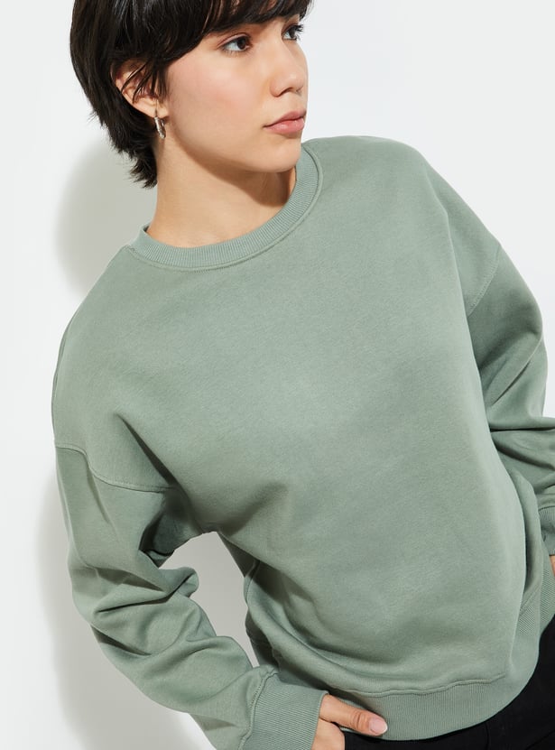 URB_N Women Solid Oversized Sweatshirt