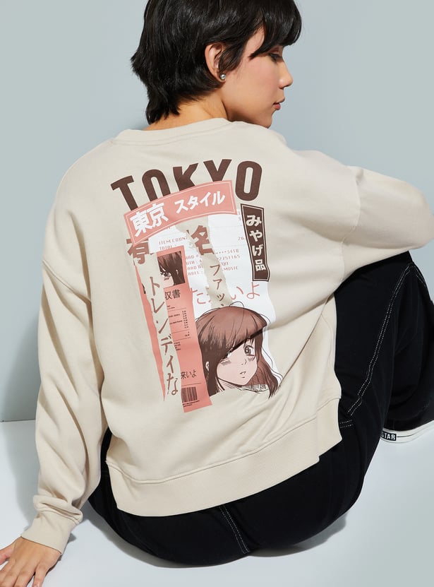 URB_N Women Oversized Back Printed Sweatshirt