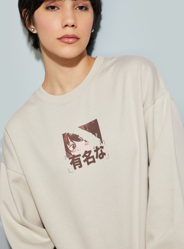 URB_N Women Oversized Back Printed Sweatshirt