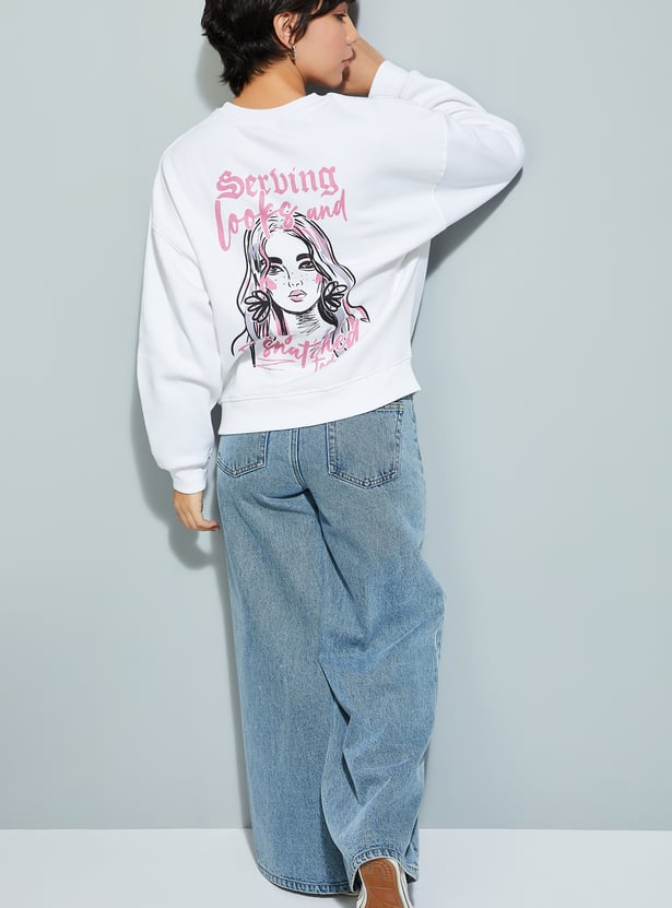 URB_N Women Oversized Back Printed Sweatshirt