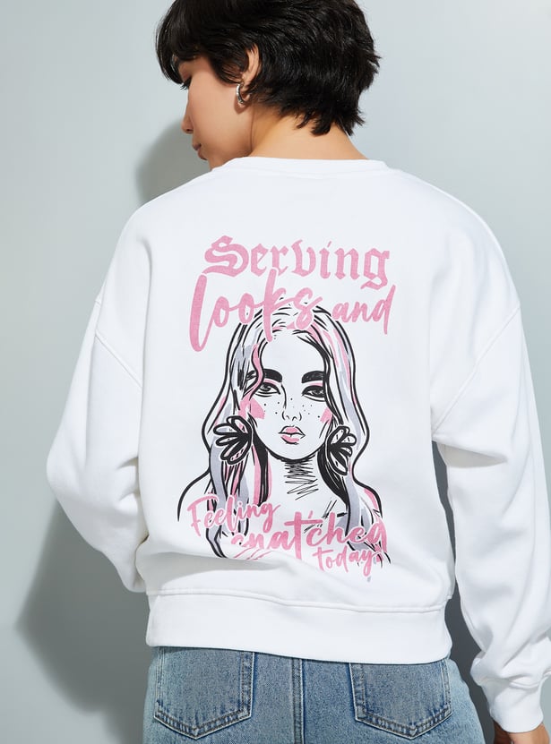 URB_N Women Oversized Back Printed Sweatshirt