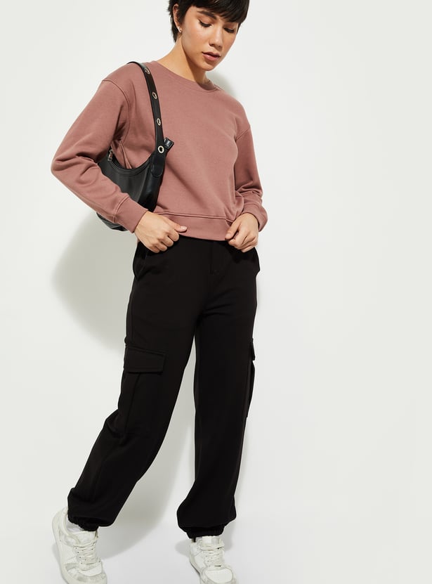 URB_N Women Solid Relaxed Fit Sweatshirt