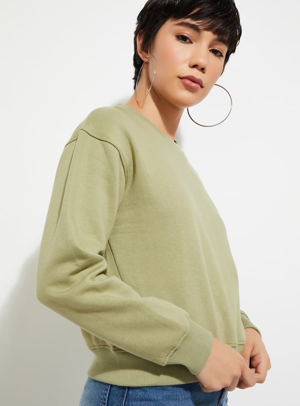 URB_N Women Solid Relaxed Fit Sweatshirt