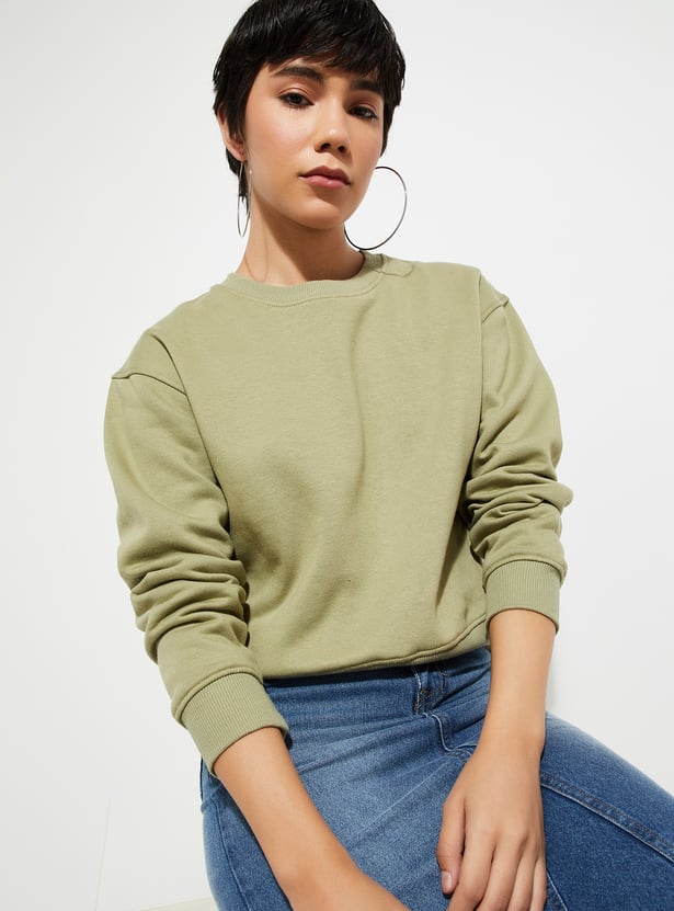 URB_N Women Solid Relaxed Fit Sweatshirt