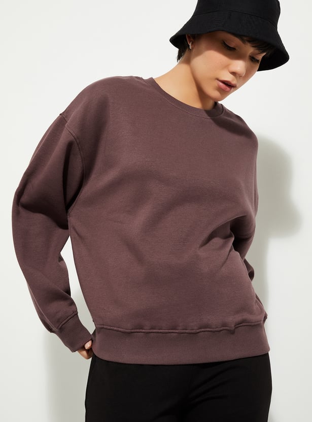 URB_N Women Oversized Solid Sweatshirt