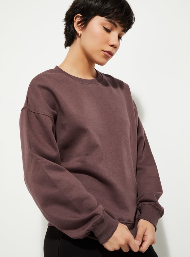 URB_N Women Oversized Solid Sweatshirt