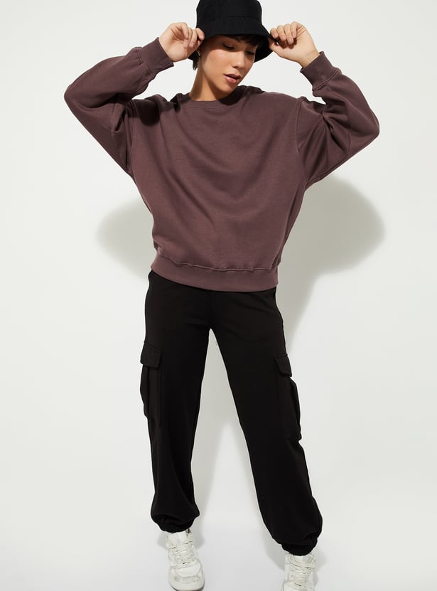 URB_N Women Oversized Solid Sweatshirt