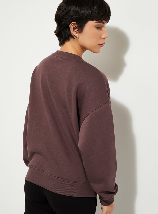 URB_N Women Oversized Solid Sweatshirt