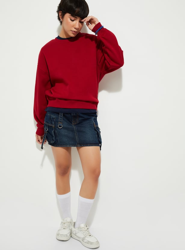 URB_N Women Solid Oversized Sweatshirt