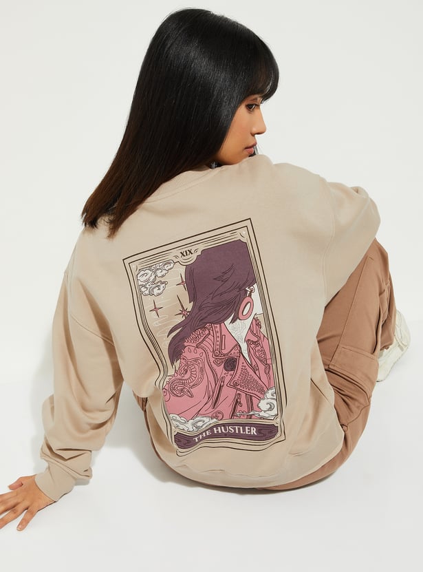 URB_N Women Printed Oversized Sweatshirt