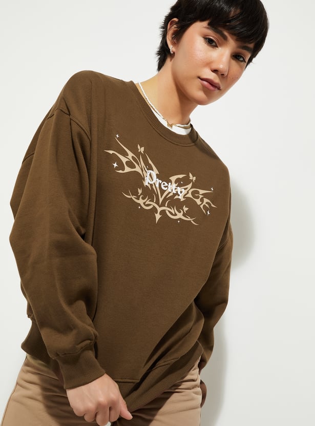 URB_N  Women Oversized Back Printed Sweatshirt