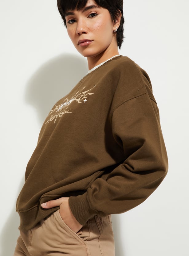 URB_N  Women Oversized Back Printed Sweatshirt