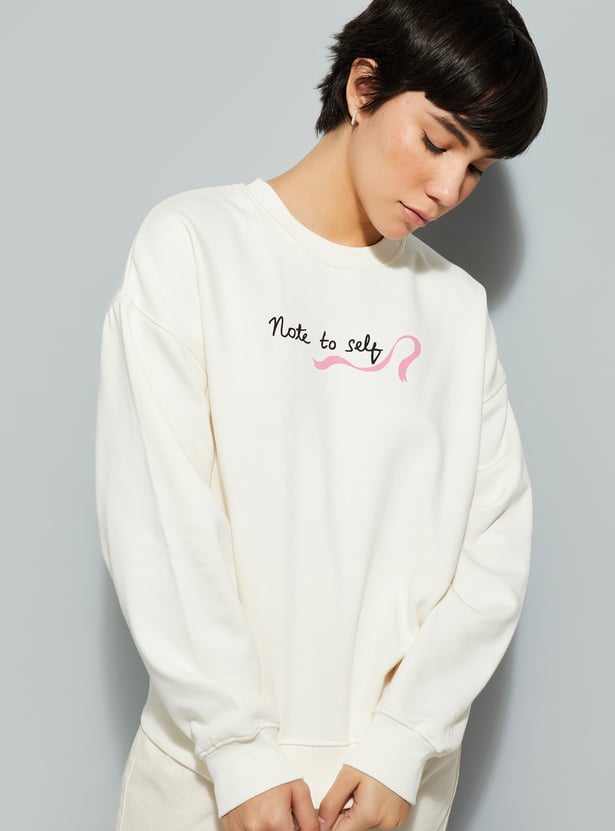 URB_N Women Oversized Back Graphic Sweatshirt