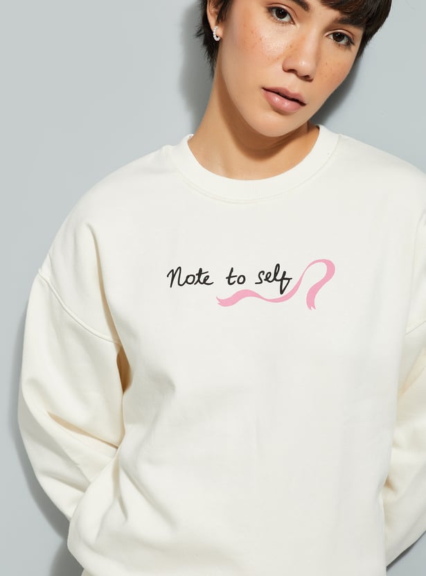 URB_N Women Oversized Back Graphic Sweatshirt