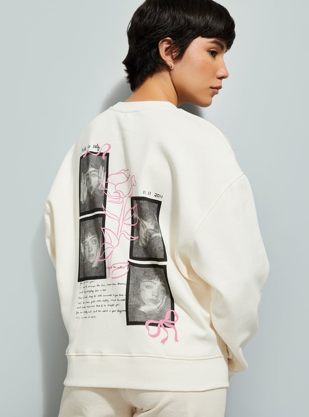 URB_N Women Oversized Back Graphic Sweatshirt