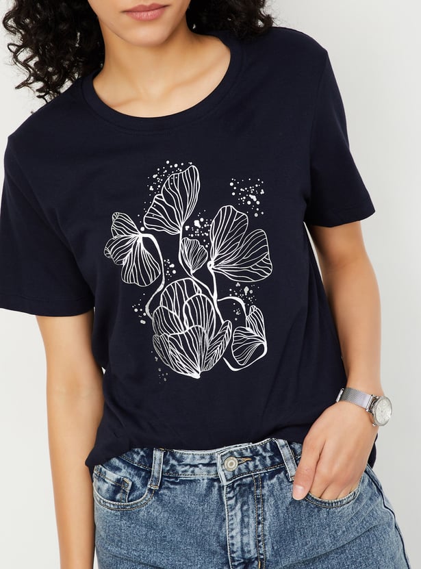 Women Metallic Printed T-shirt