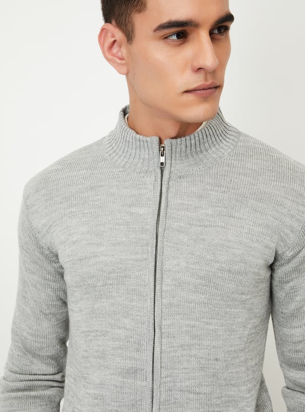 Buy Men Knit Zip Cardigan Online at just Rs. 1499.0