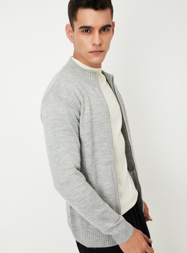 Men Knit Zip Cardigan