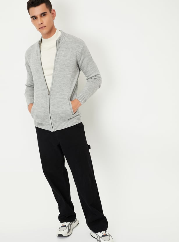 Men Knit Zip Cardigan