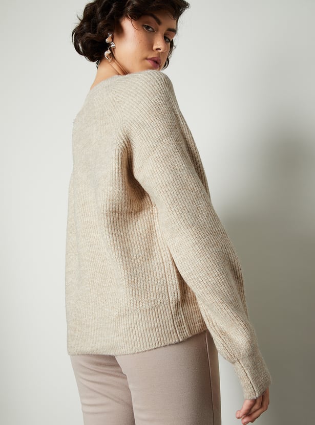 Women Button Detailed Raglan Sleeve Sweater