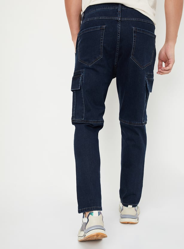 Men Stonewashed Regular Fit Cargo Jeans