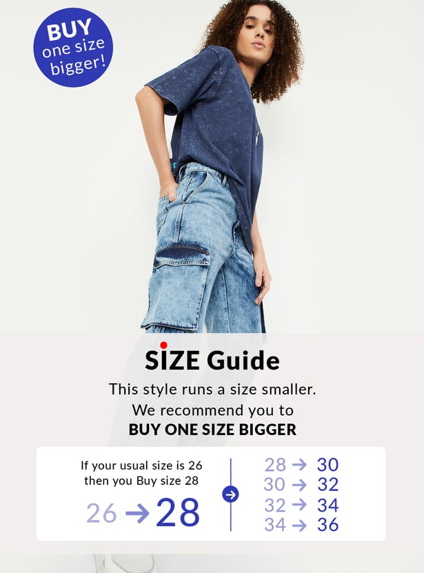 Women Washed Cargo Jeans