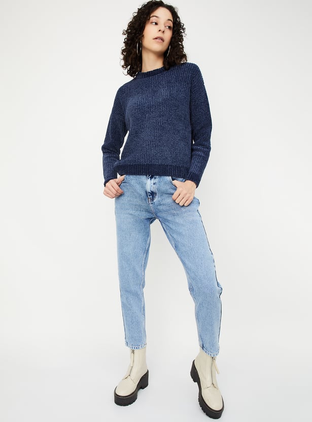 Women Mom Fit Washed Jeans