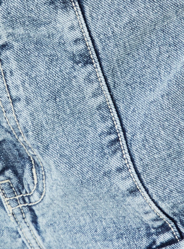 Women Washed Wide-Leg Cargo Jeans