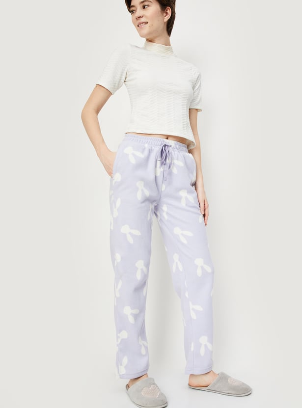 Buy Women Bunny Print Fleece Pyjamas Online at just