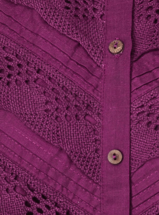 Women Lace Detail Straight Kurta