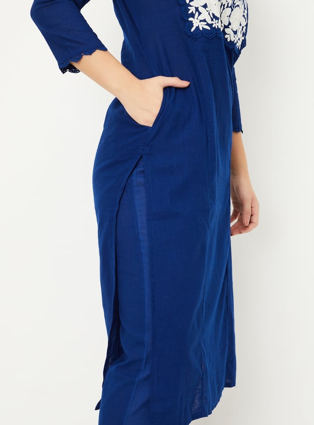 Women Embroidered Straight Kurta Set