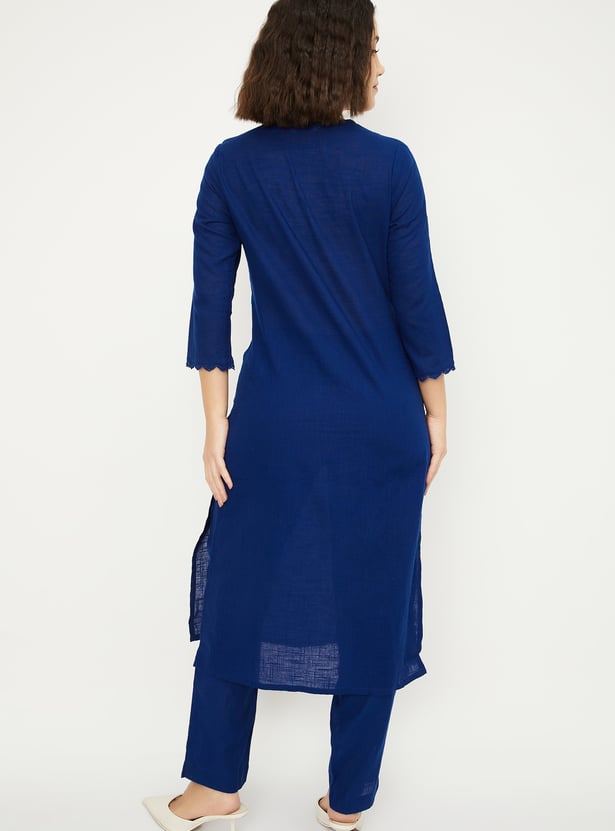 Women Embroidered Straight Kurta Set