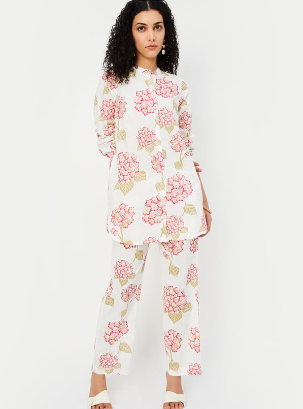 Women Party Wear Flower Printed Co-Ord Set Top With Bottom main image 0