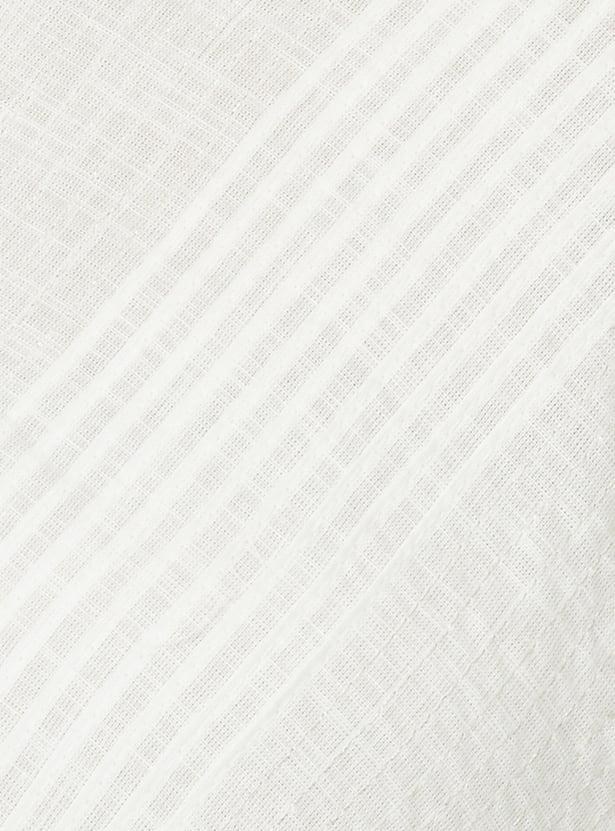 Women's Beige Striped Straight Kurta Set