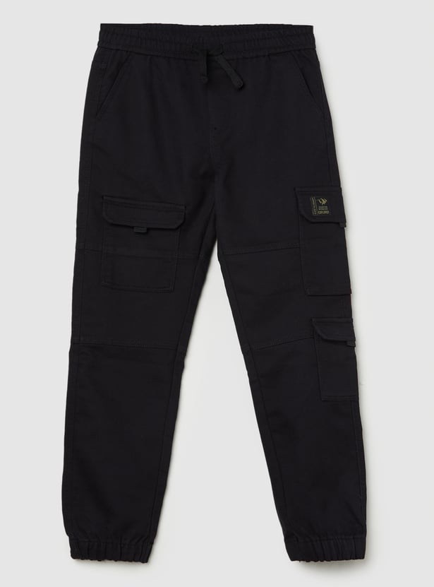 Boys Solid Cargo Joggers